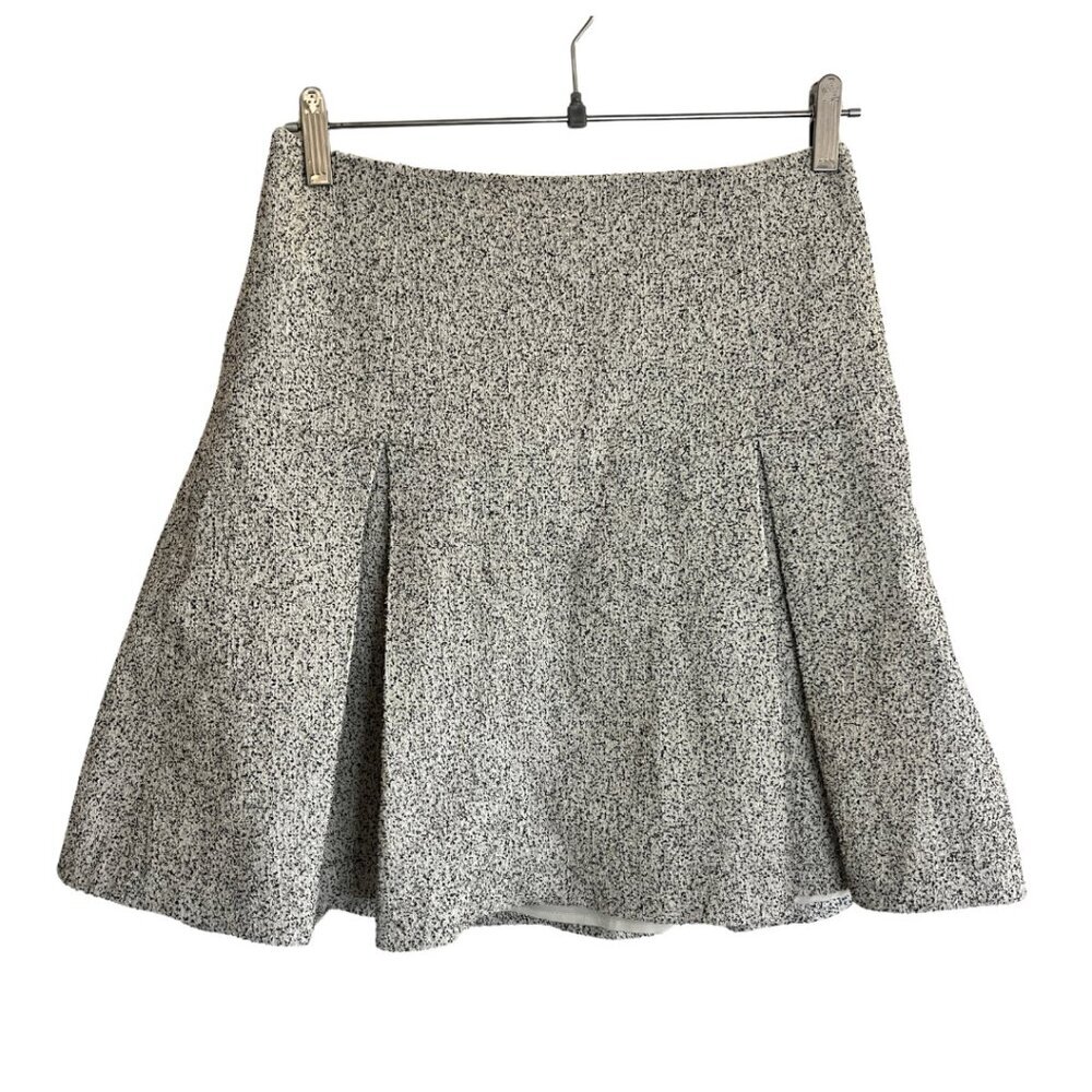 Club Monaco Grey Textured Speckled Pleated Lined Classic Mini Skirt